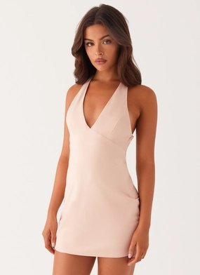 Scalloped Edge Clean Finish Angie Mini Dress - Baby Pink