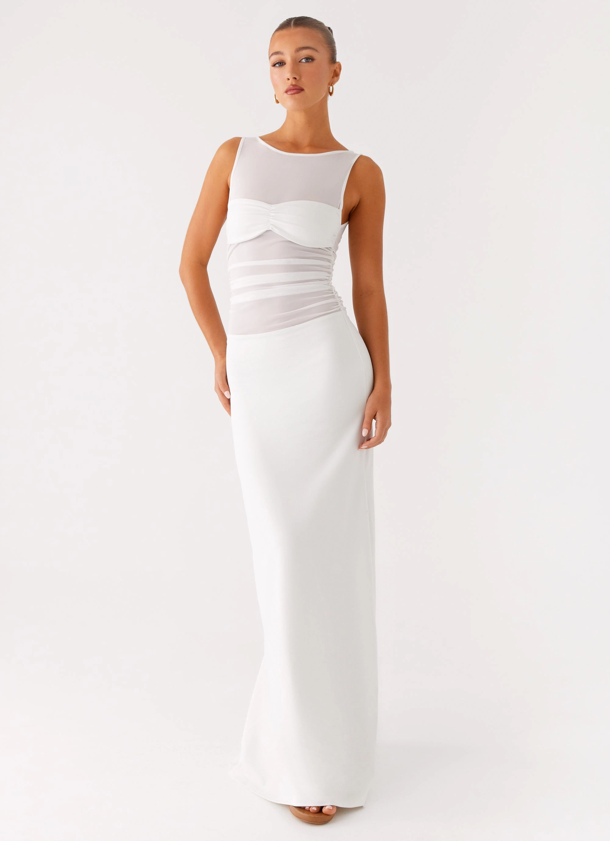 Shine Skin Luxury-Fabric Wesley Maxi Dress - Ivory