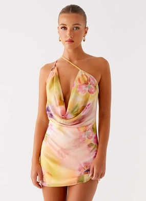 Bold Pattern Bohemian Bliss Mesh Mini Dress - Sunburst Floral