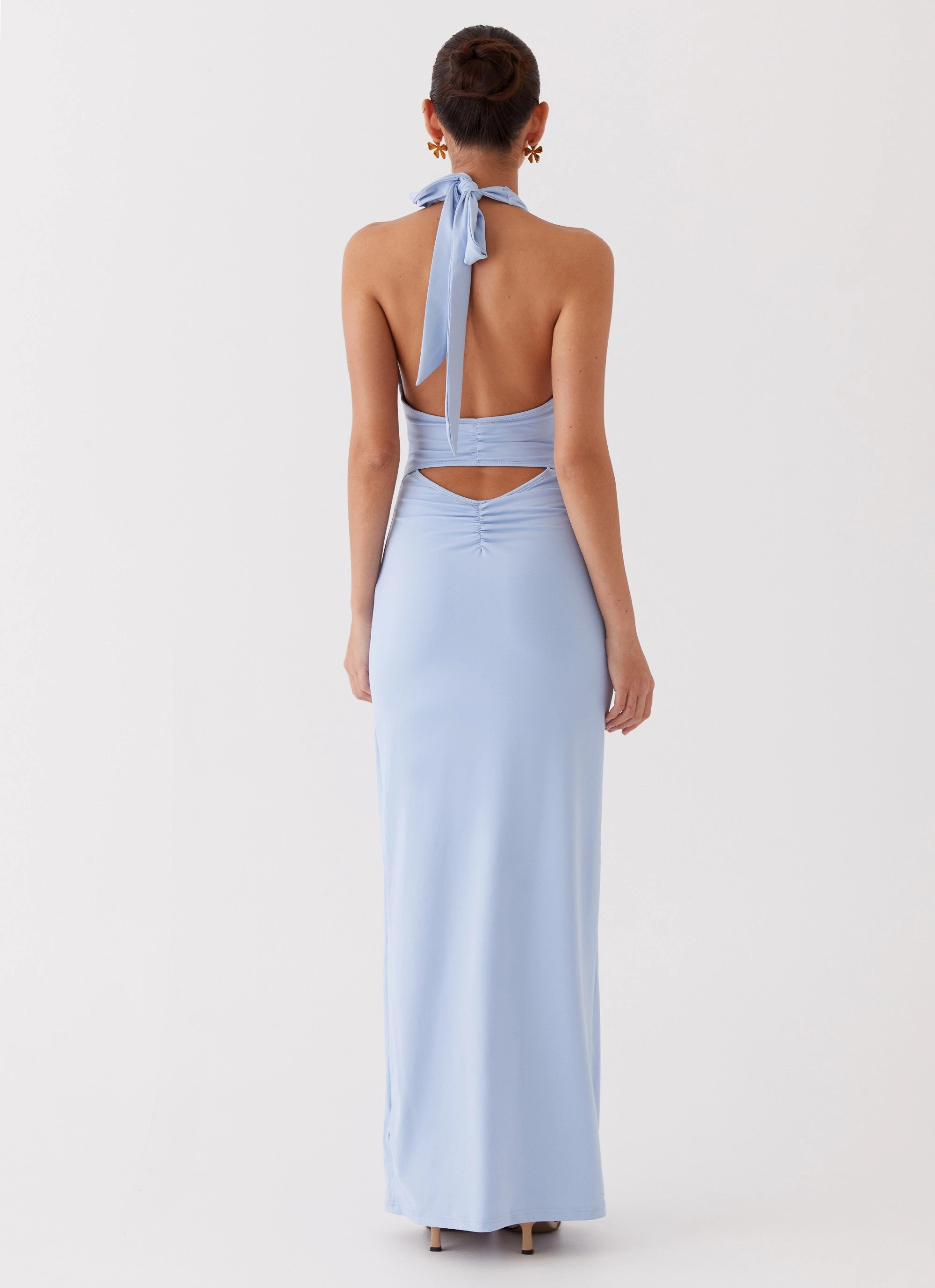 Whisked Away Halterneck Maxi Dress - Blue Sophisticated Layers Fit Clean