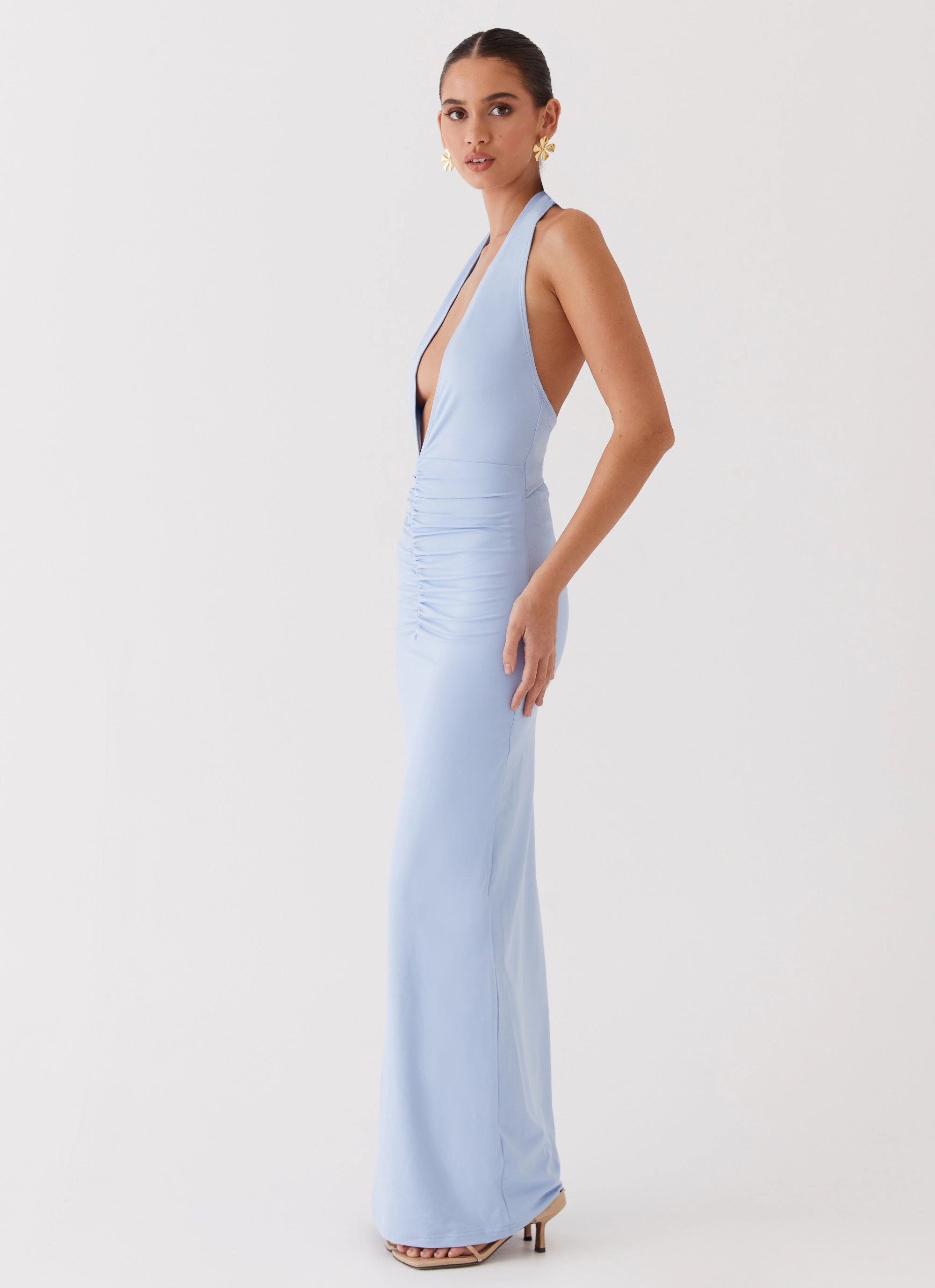 Whisked Away Halterneck Maxi Dress - Blue Comfortable fit-and-flare dress Flattering Style Fit