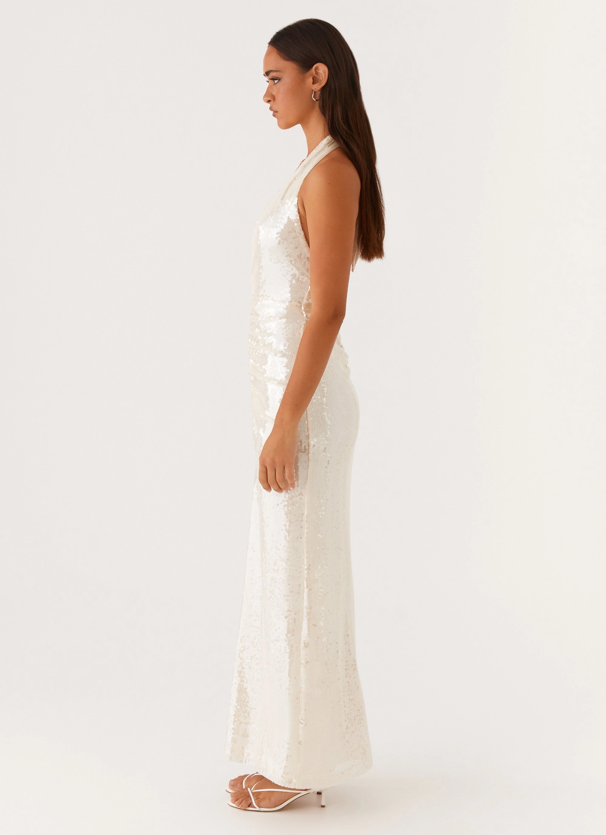 Whisked Away Halterneck Maxi Dress - White Pose Glow EcoFriendlyDye