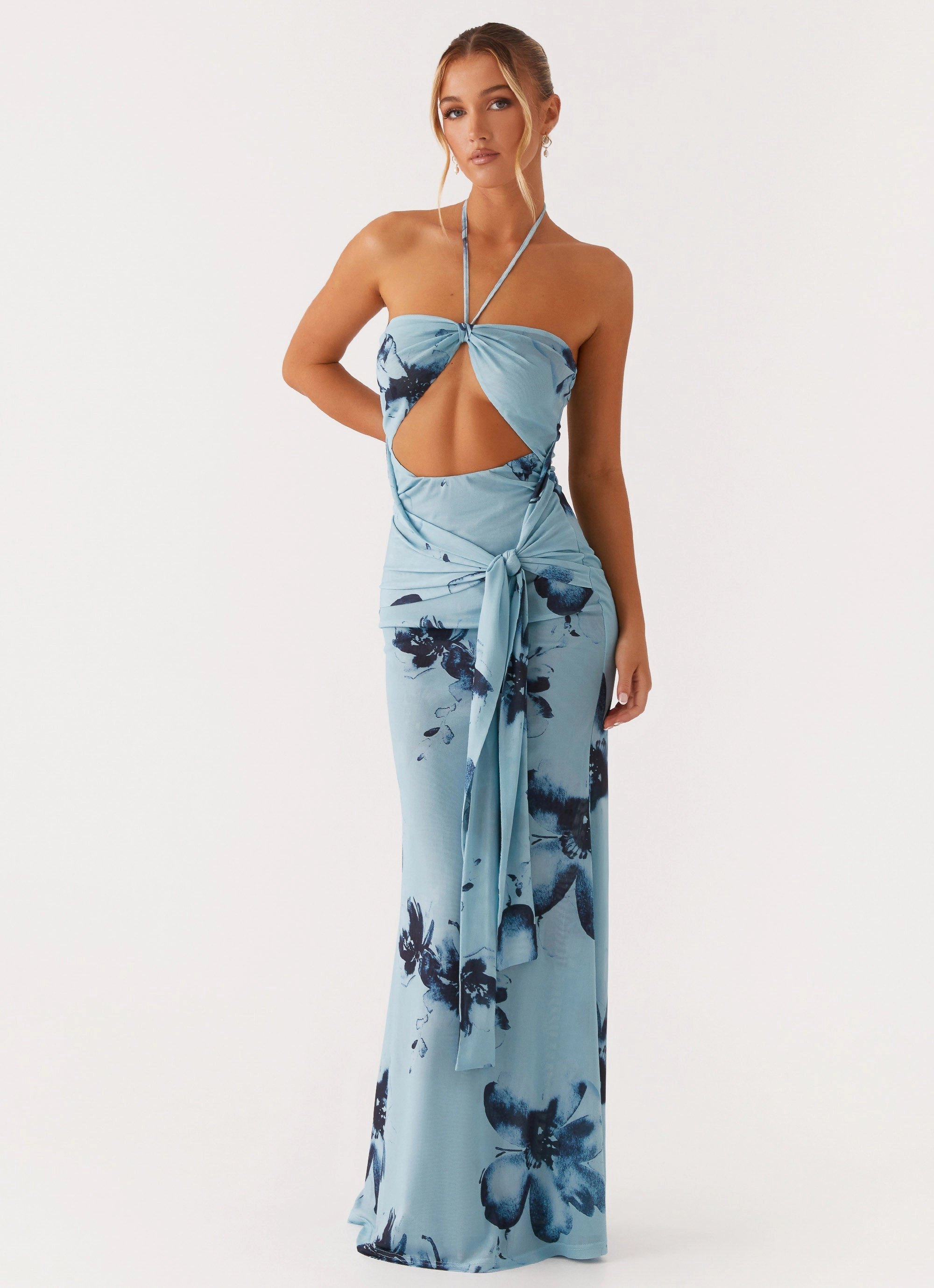 Neutral palette Antonia Maxi Dress - Black Blue Floral