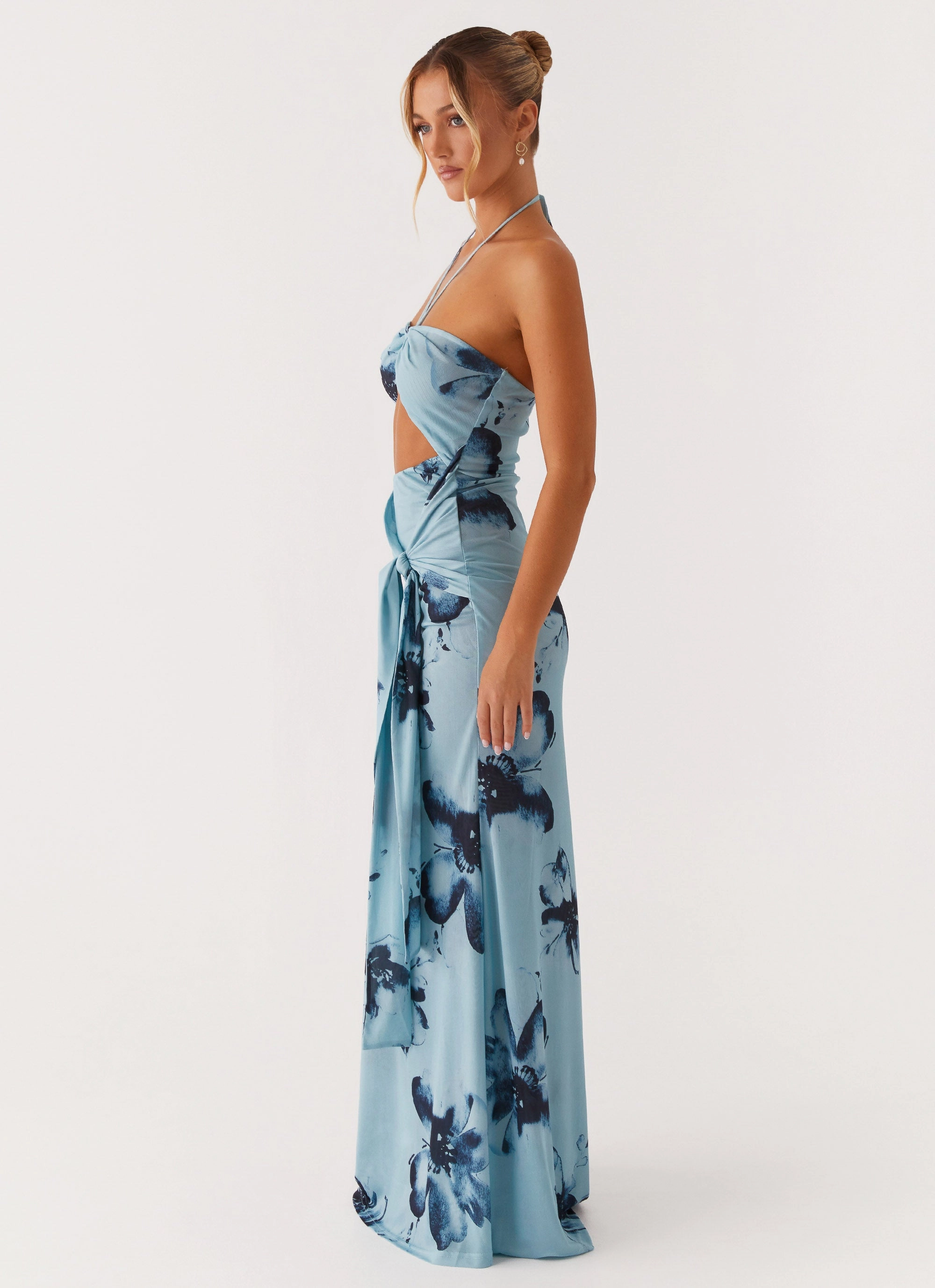 Antonia Maxi Dress - Black Blue Floral Fall Fashion