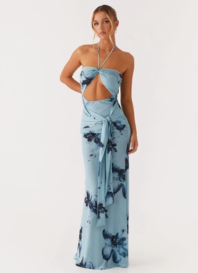 Neutral palette Antonia Maxi Dress - Black Blue Floral