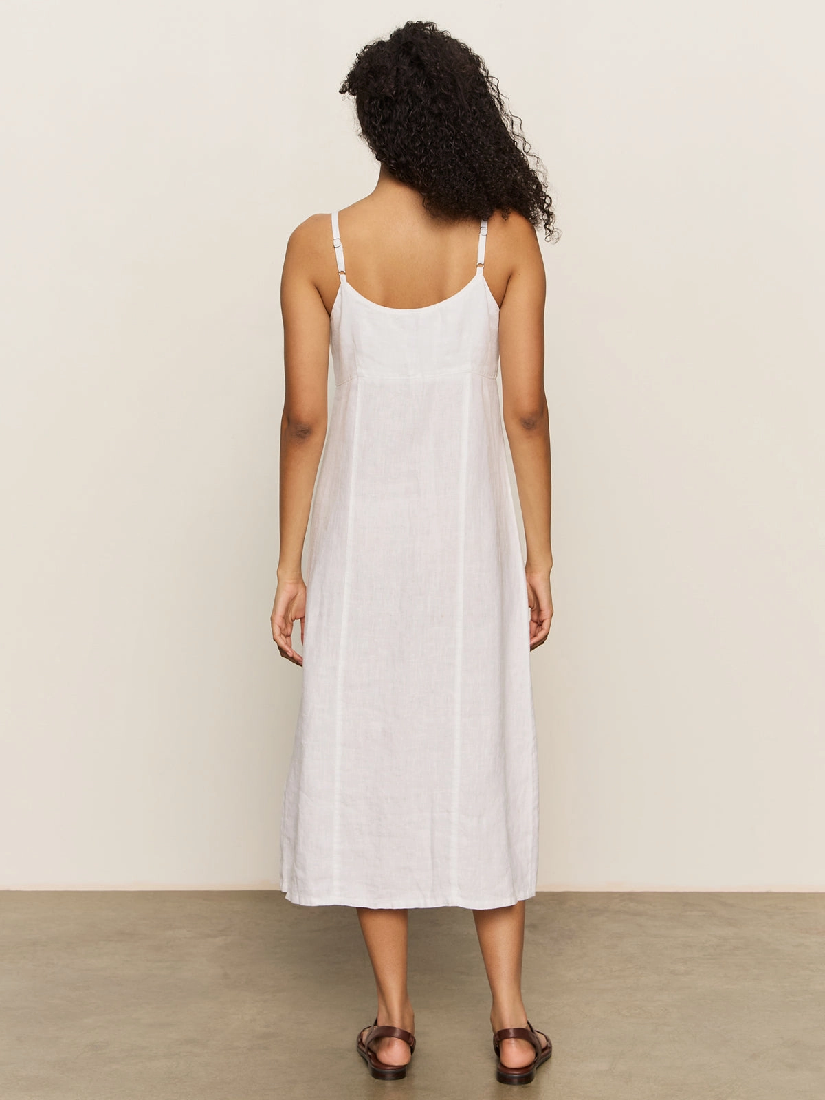 Ribbed Trim Wilder Linen Dress Bleached White
