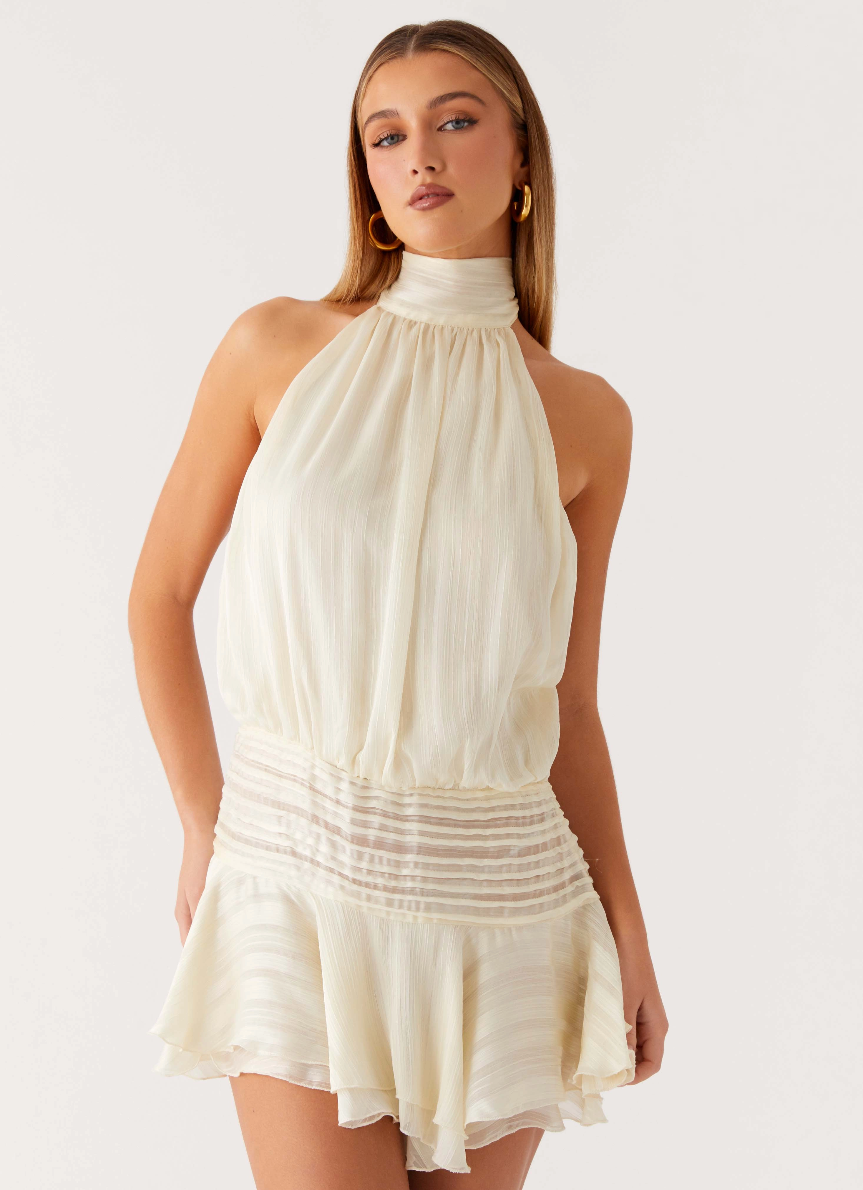 Willow Chiffon Mini Dress - Ivory Day To Night Travel Vibes