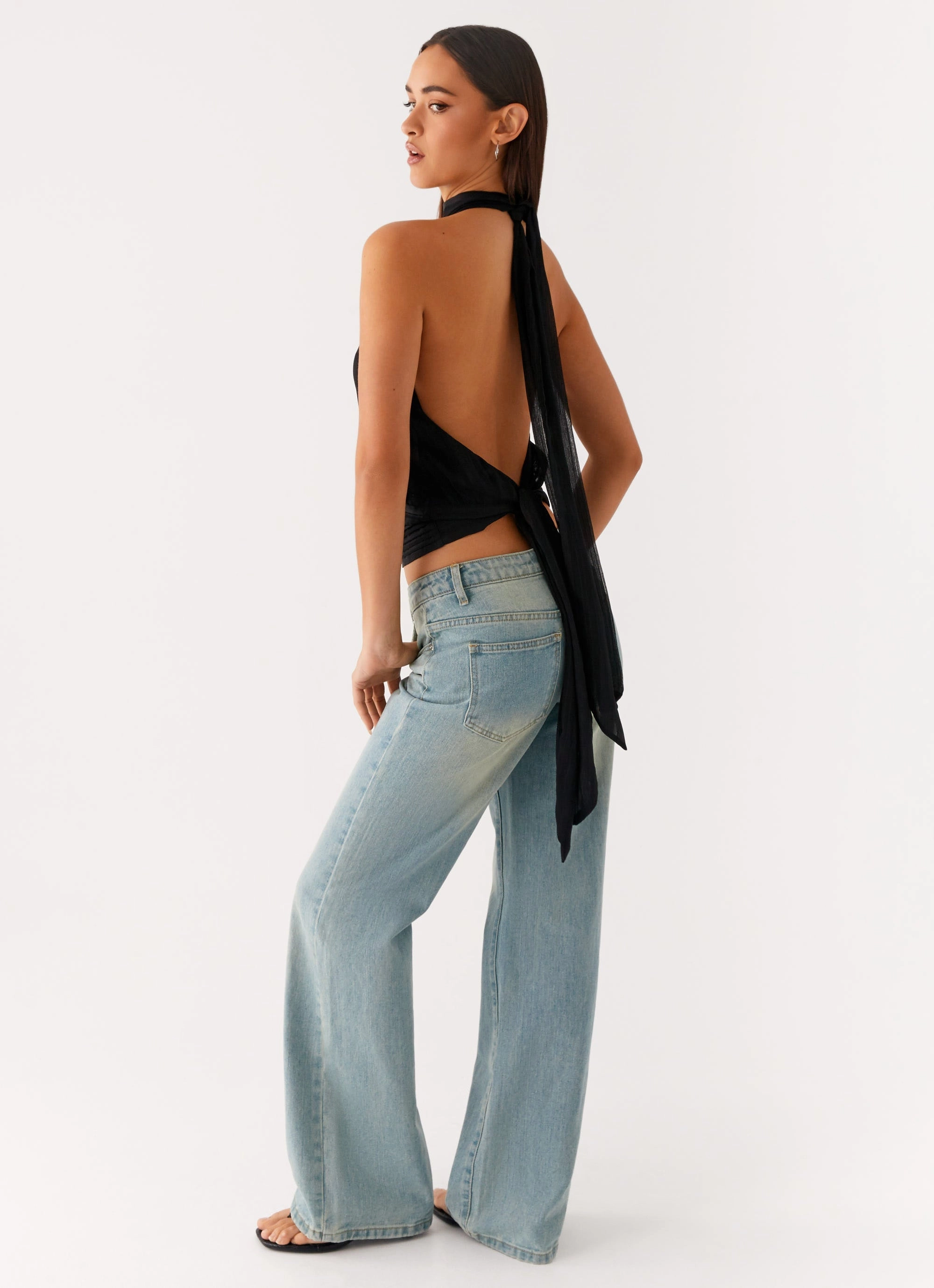 Willow Chiffon Top - Black Lightweight Knit