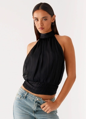 NonRestrictiveSilhouette Willow Chiffon Top - Black
