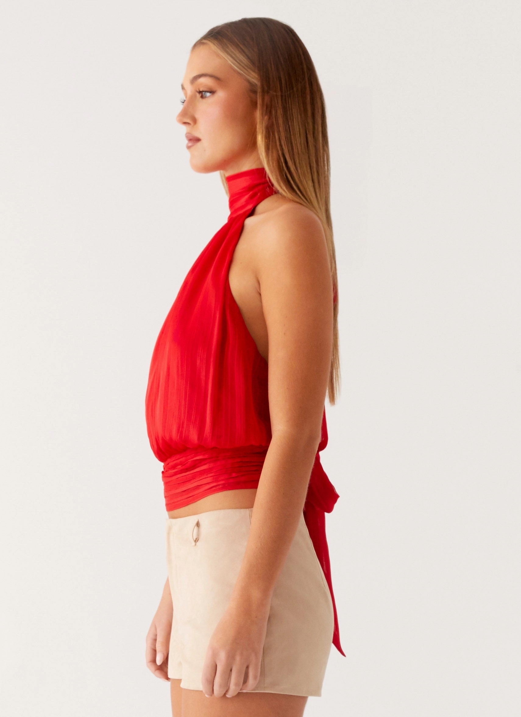 ResilientStretch Willow Chiffon Top - Red