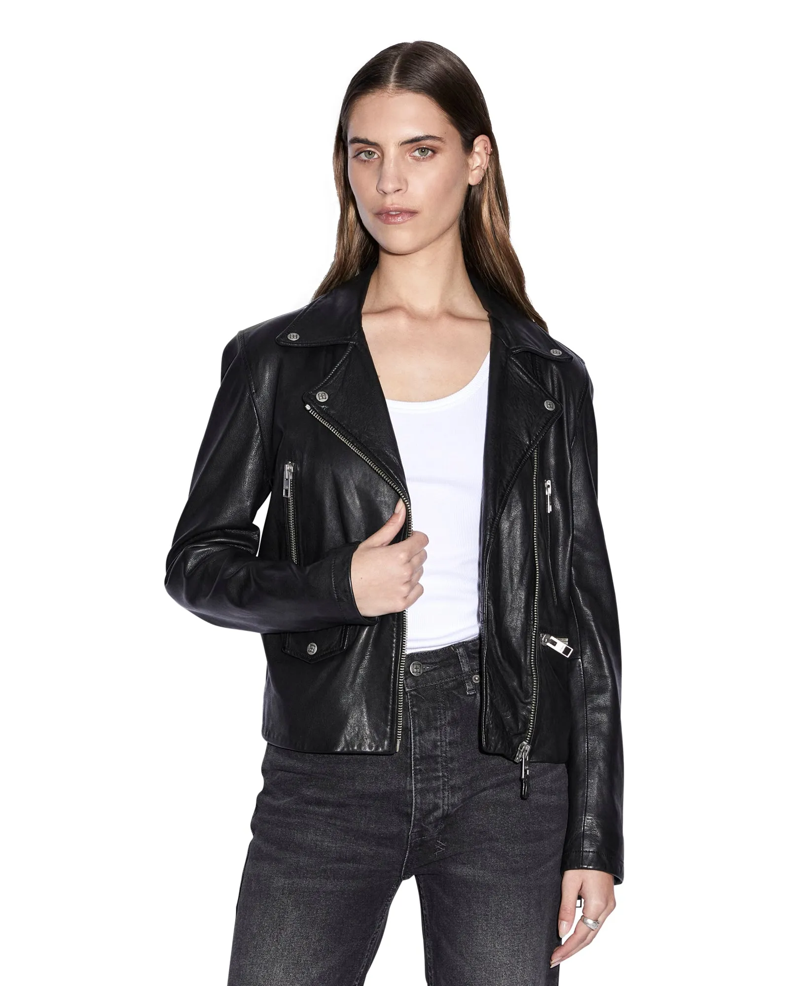 shopping AMPLIFY LEATHER JACKET BLACK