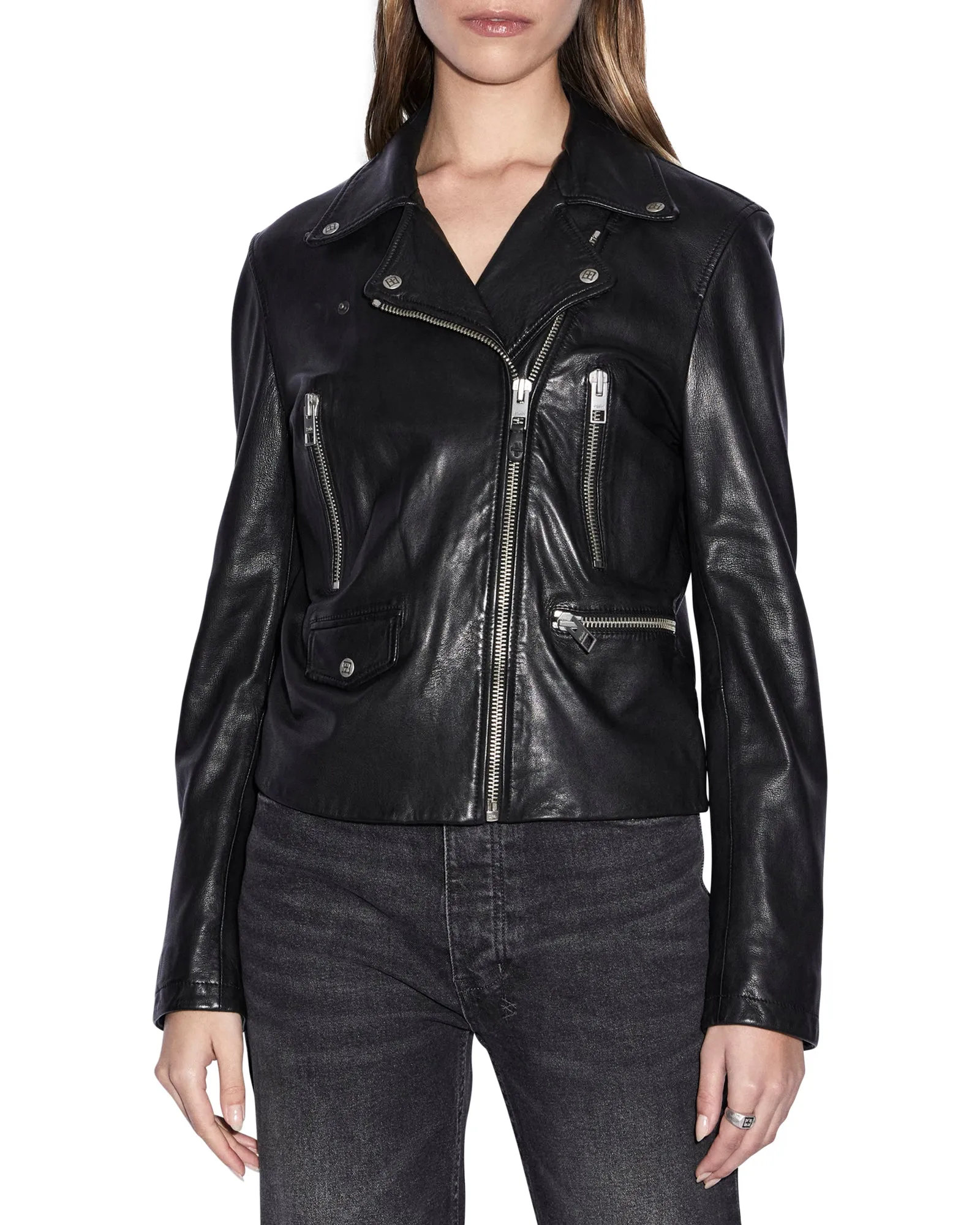 Sporty Shield Equity AMPLIFY LEATHER JACKET BLACK
