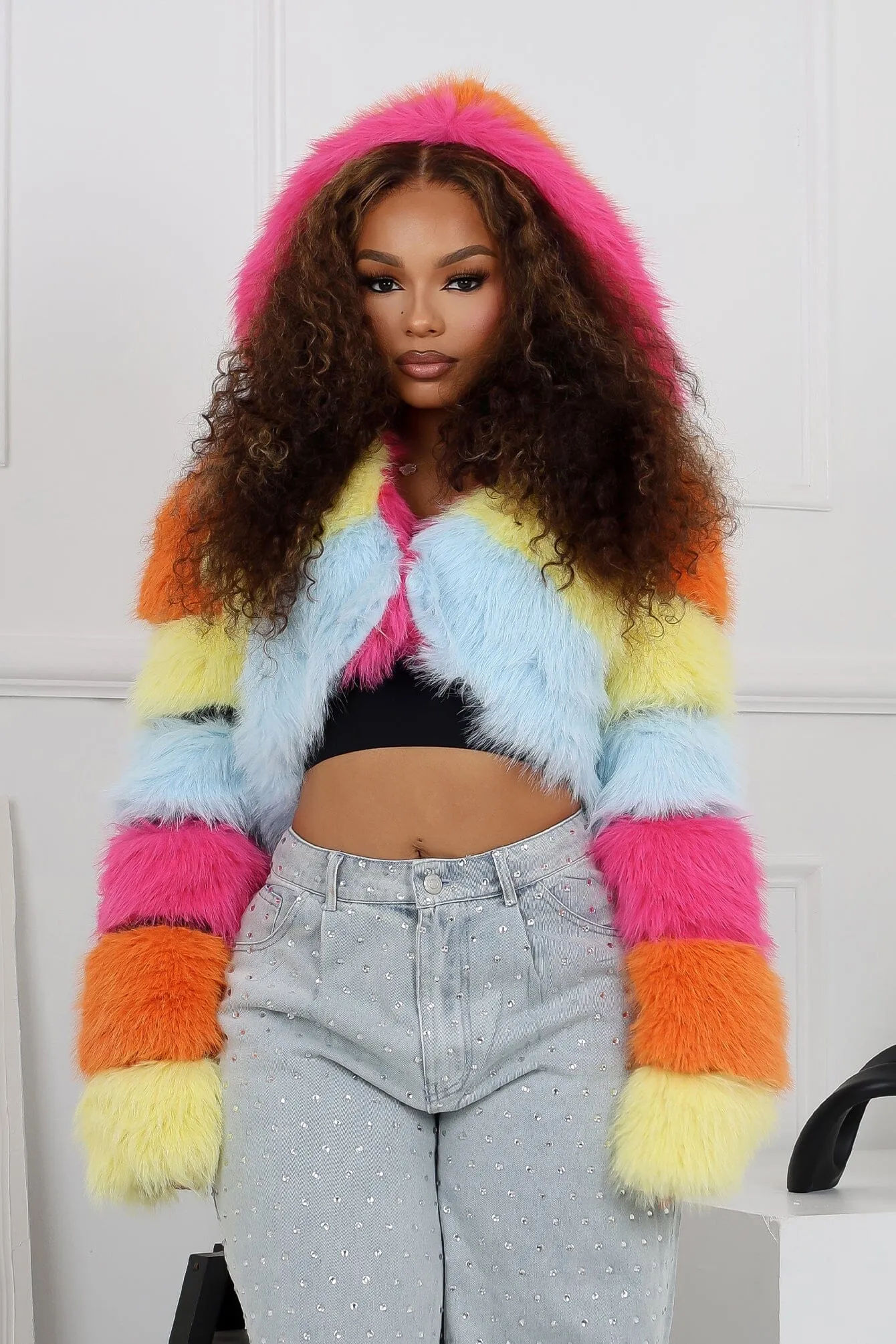 belt Feeling Good Faux Fur Jacket