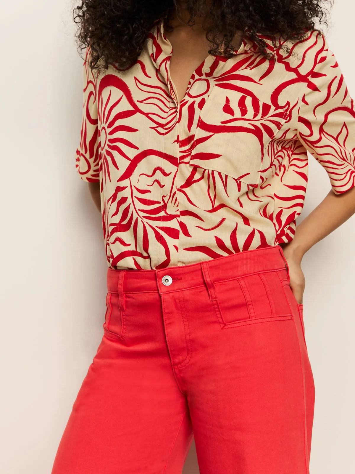 Highland Wide Leg Standard Rise Pant Cayenne Stretch waistband