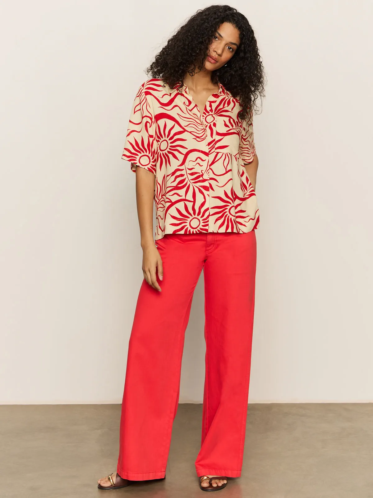 Highland Wide Leg Standard Rise Pant Cayenne HypoallergenicMaterial