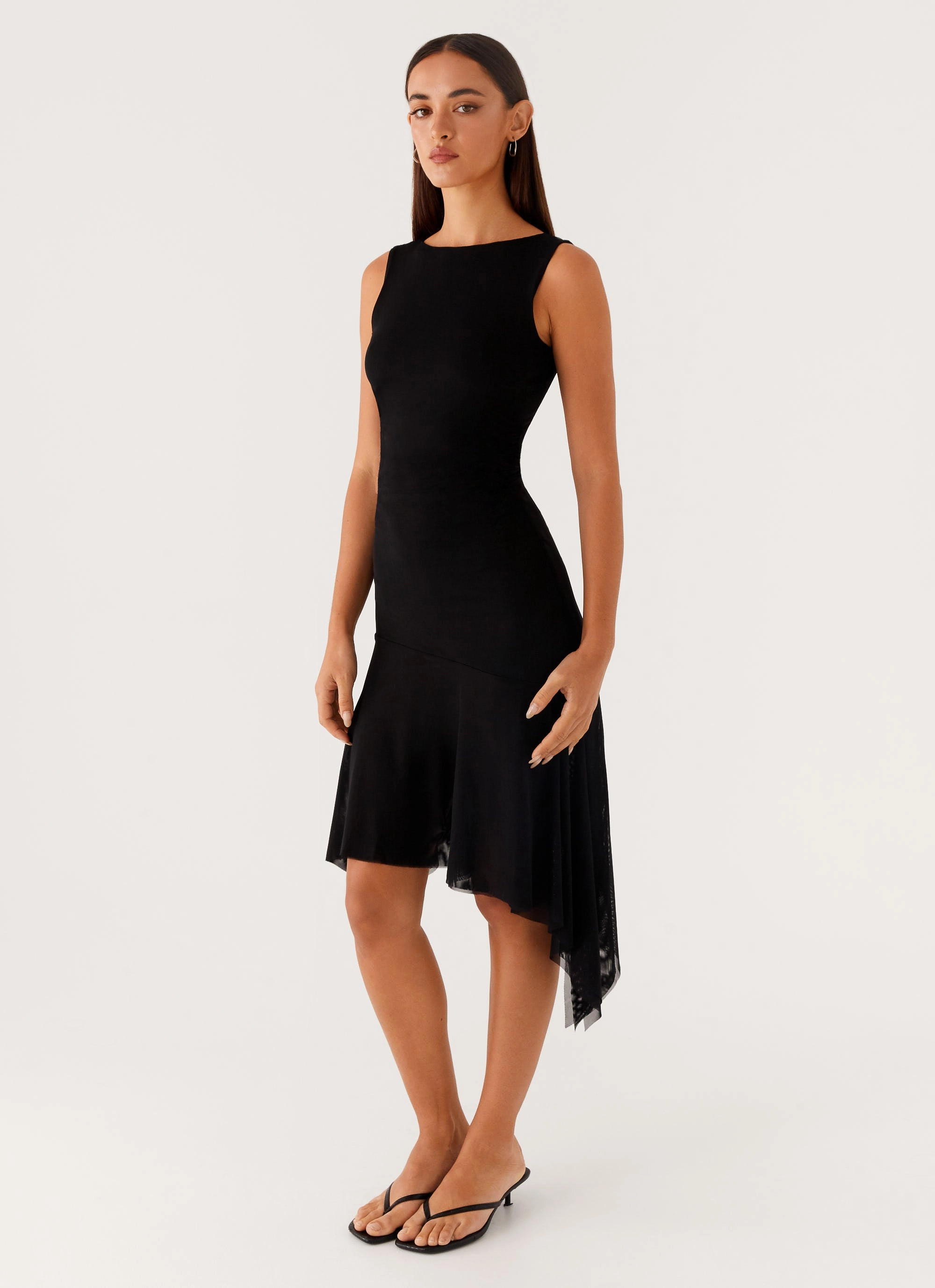 Winona Midi Dress - Black Chic and Flattering