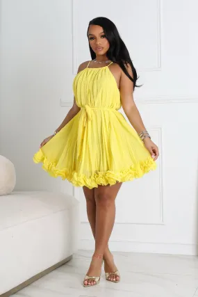 Yoneko Mesh Ruffled Halter Neck Mini Dress Urban Light Neutral Form