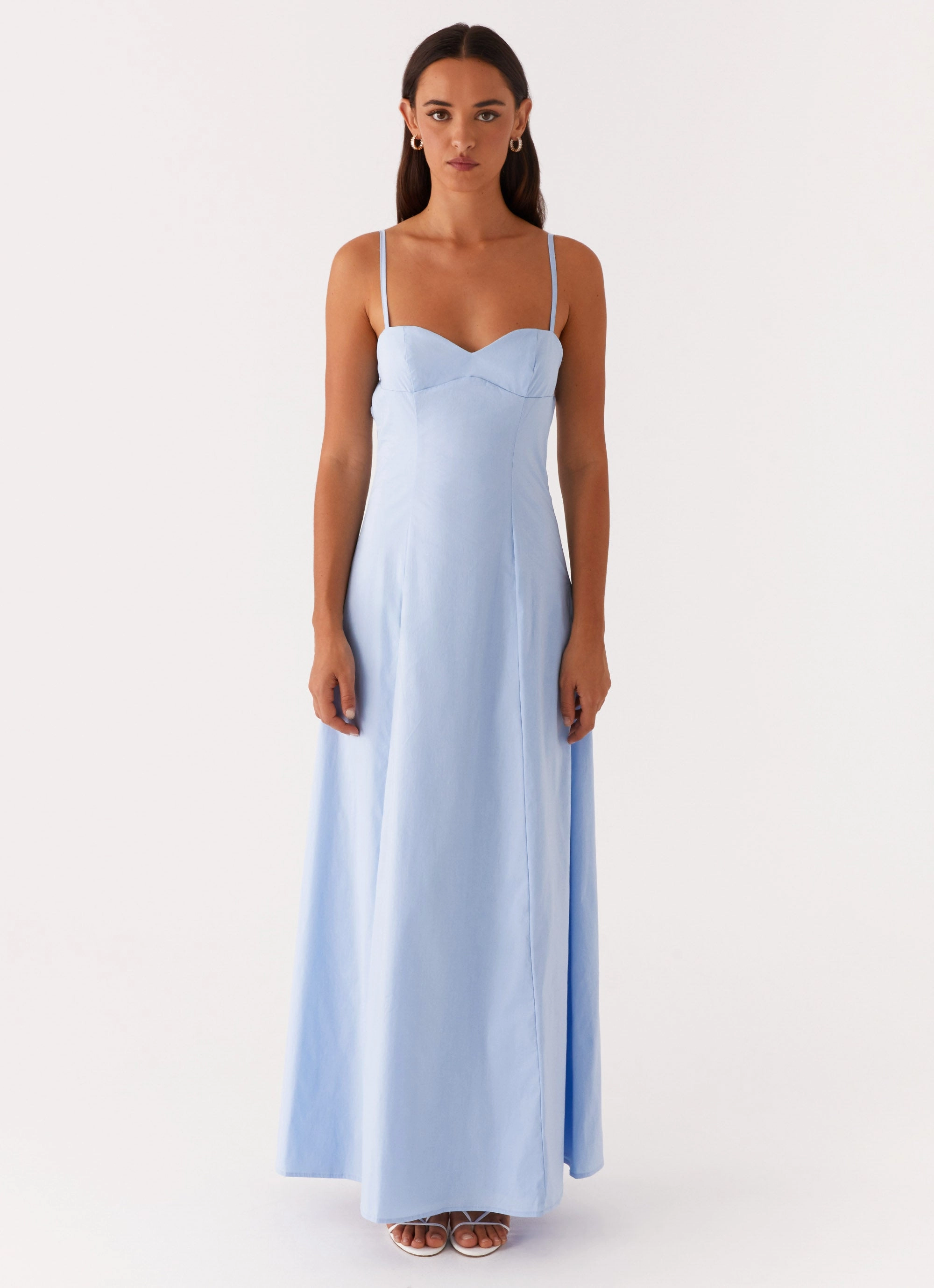 Social Ease Neutral palette Clear As Day Maxi Dress - Blue