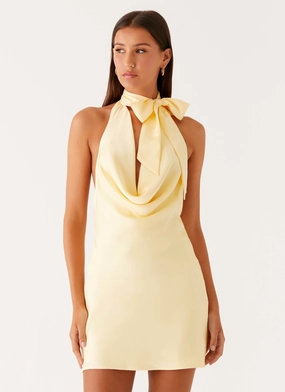 Cory Cowl Scarf Mini Dress - Sunny Yellow Night wear