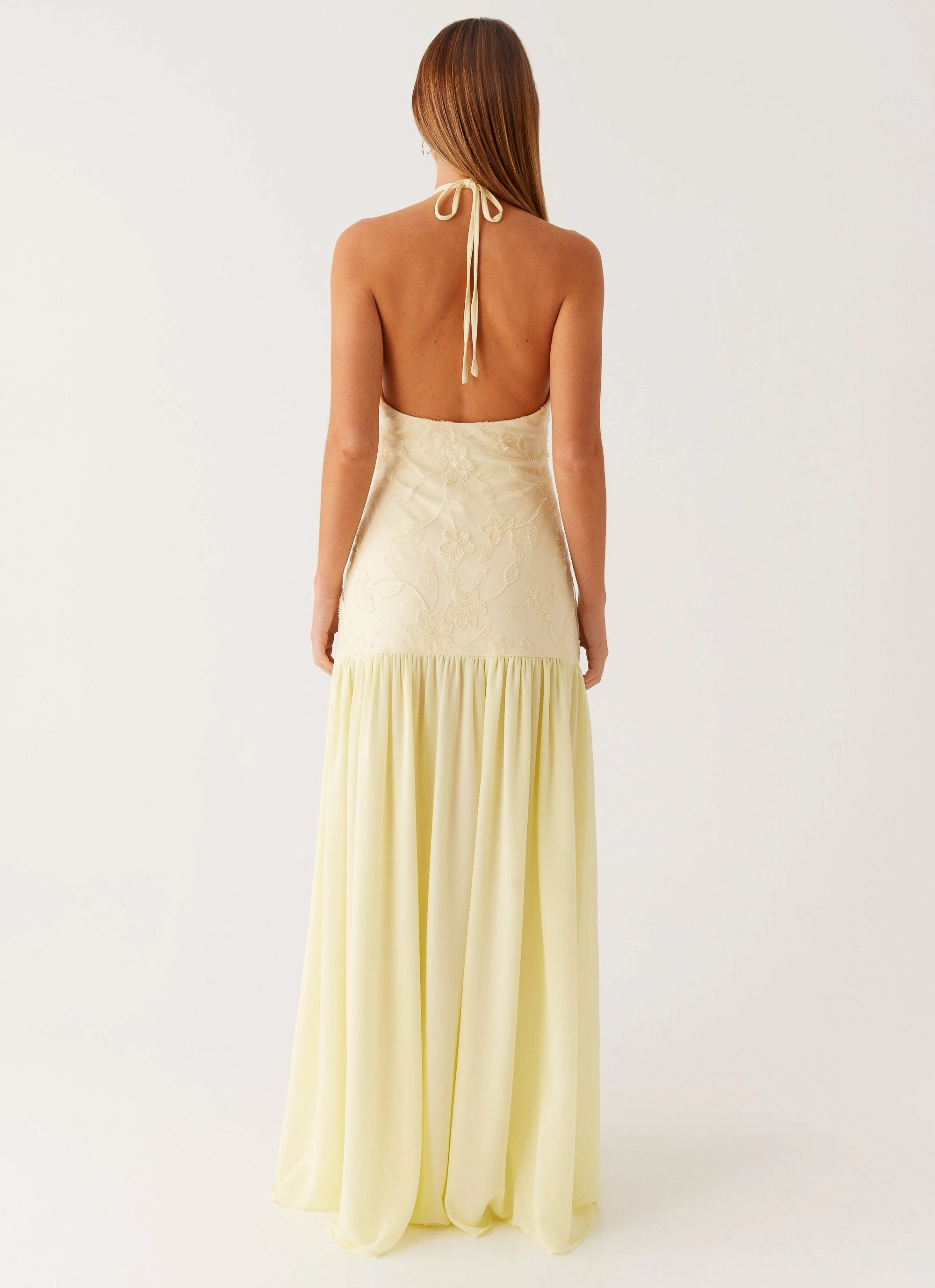 Event Glow Seasonal Layer Janelle Beaded Maxi Dress - Yellow