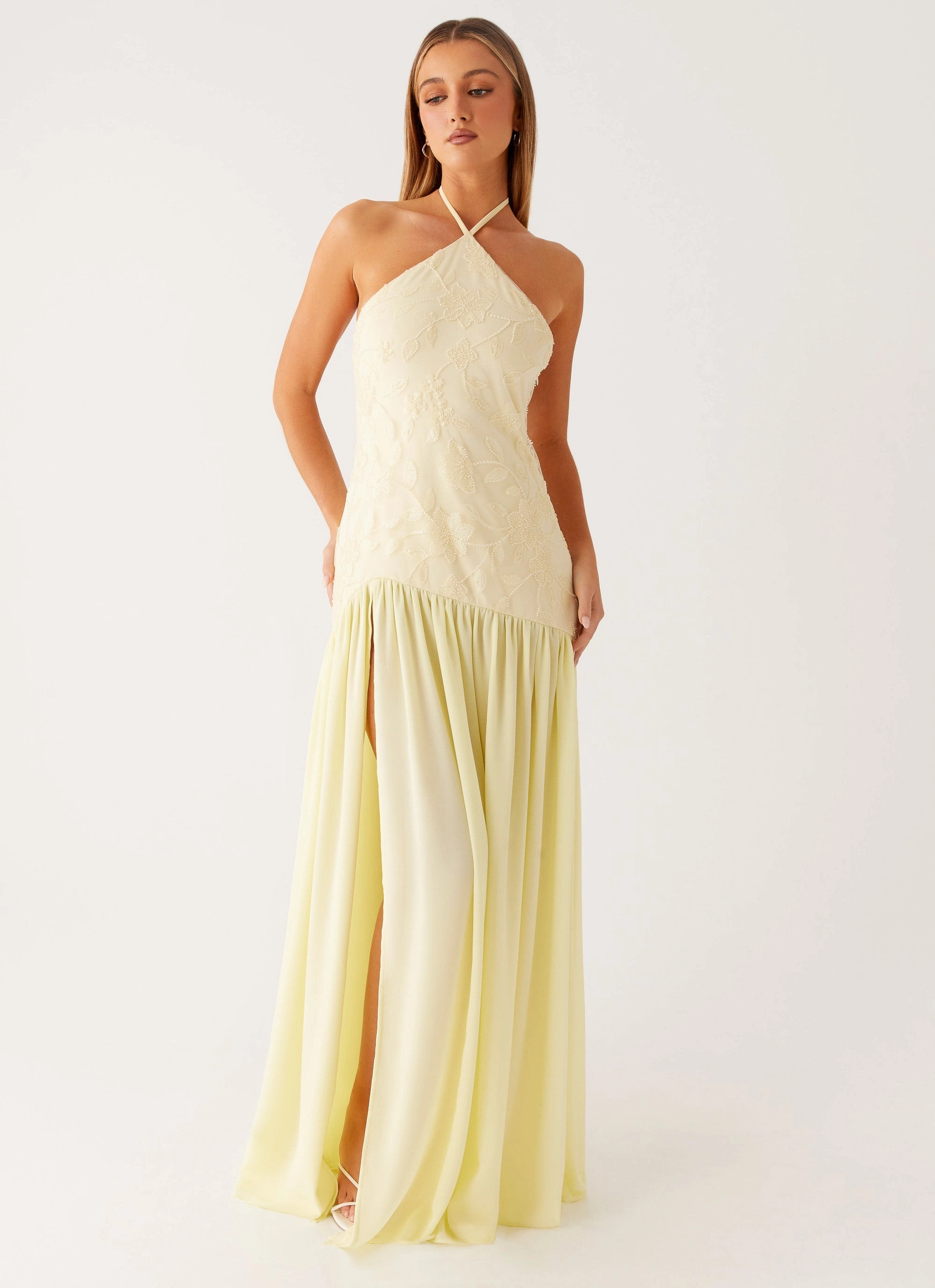 Janelle Beaded Maxi Dress - Yellow Stylish Look Comfy Style