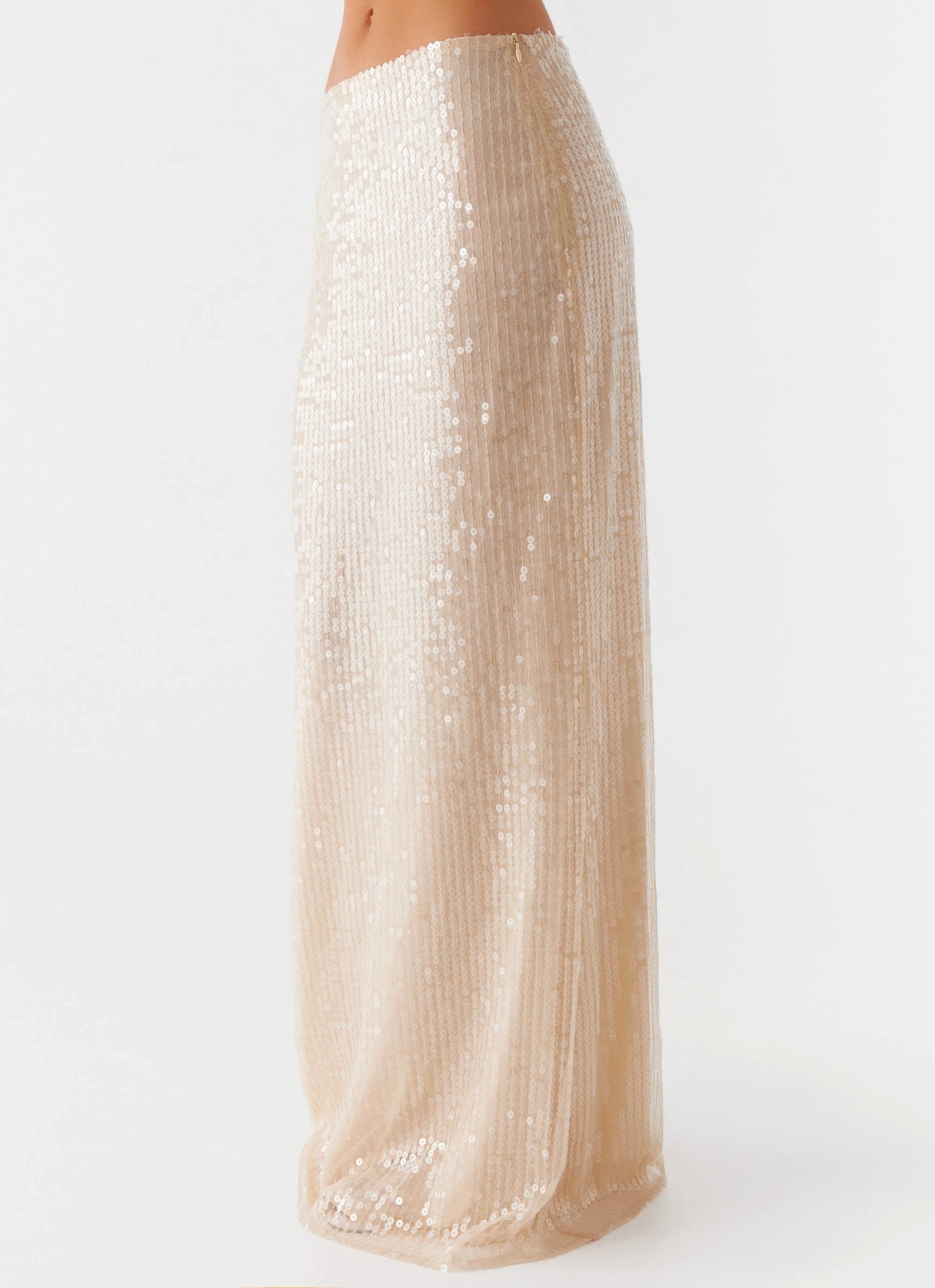 Custom made Wisteria Low Rise Sequin Maxi Skirt - Champagne