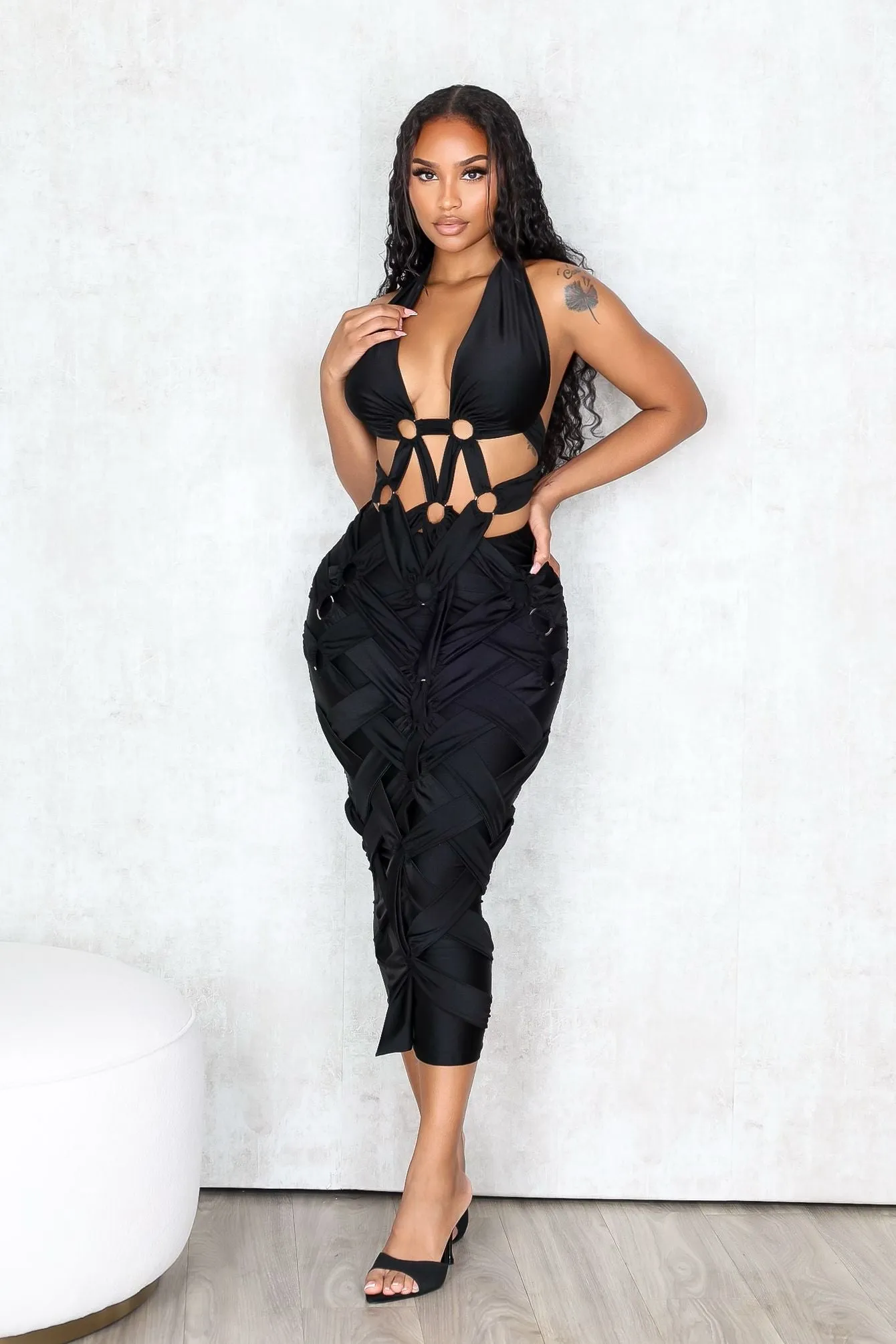 Edgeframe Cutout Midi Dress Soft Vibe Subtle Comfort