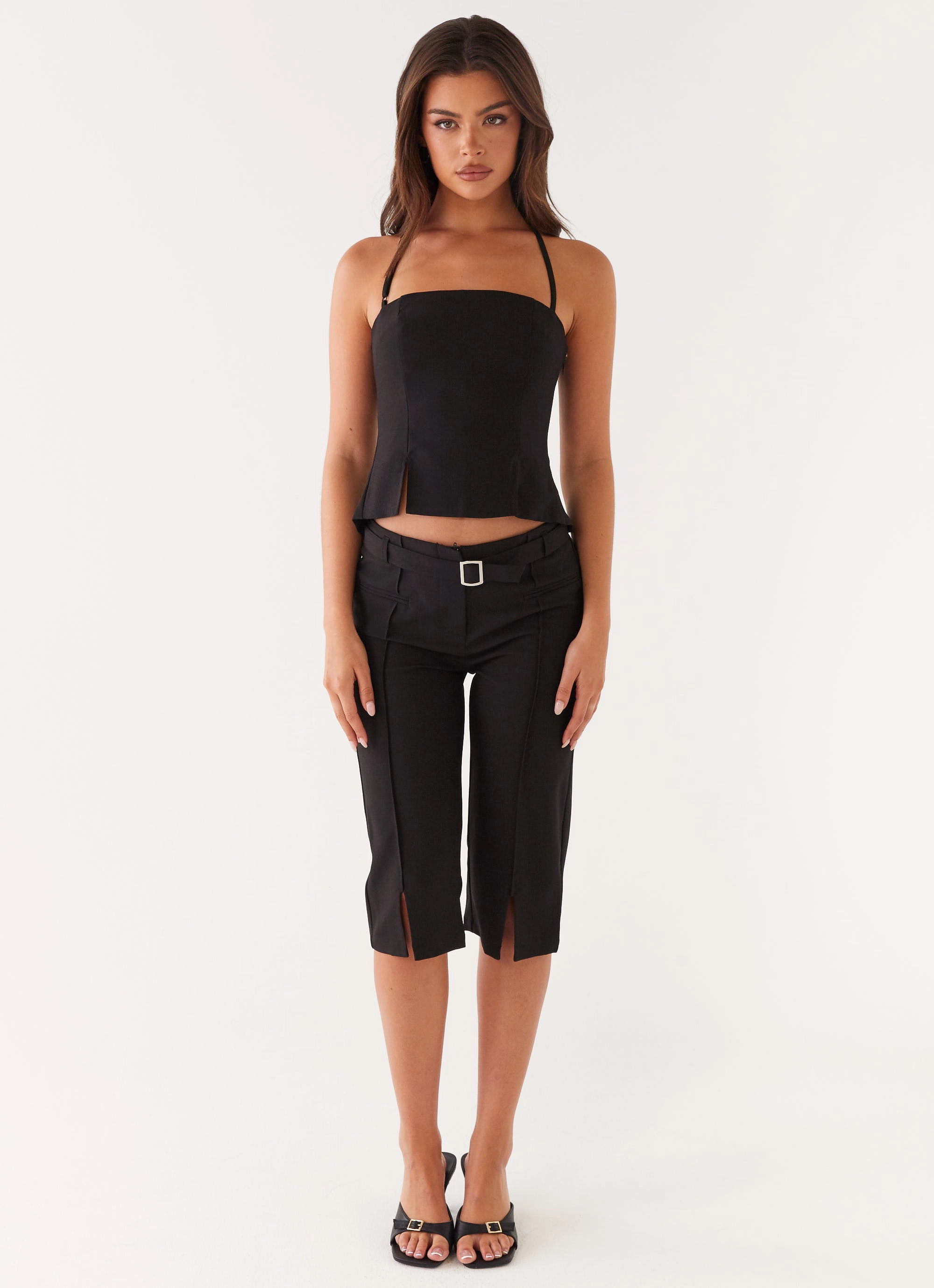 Drop Shoulder Cut Dawny Top - Black
