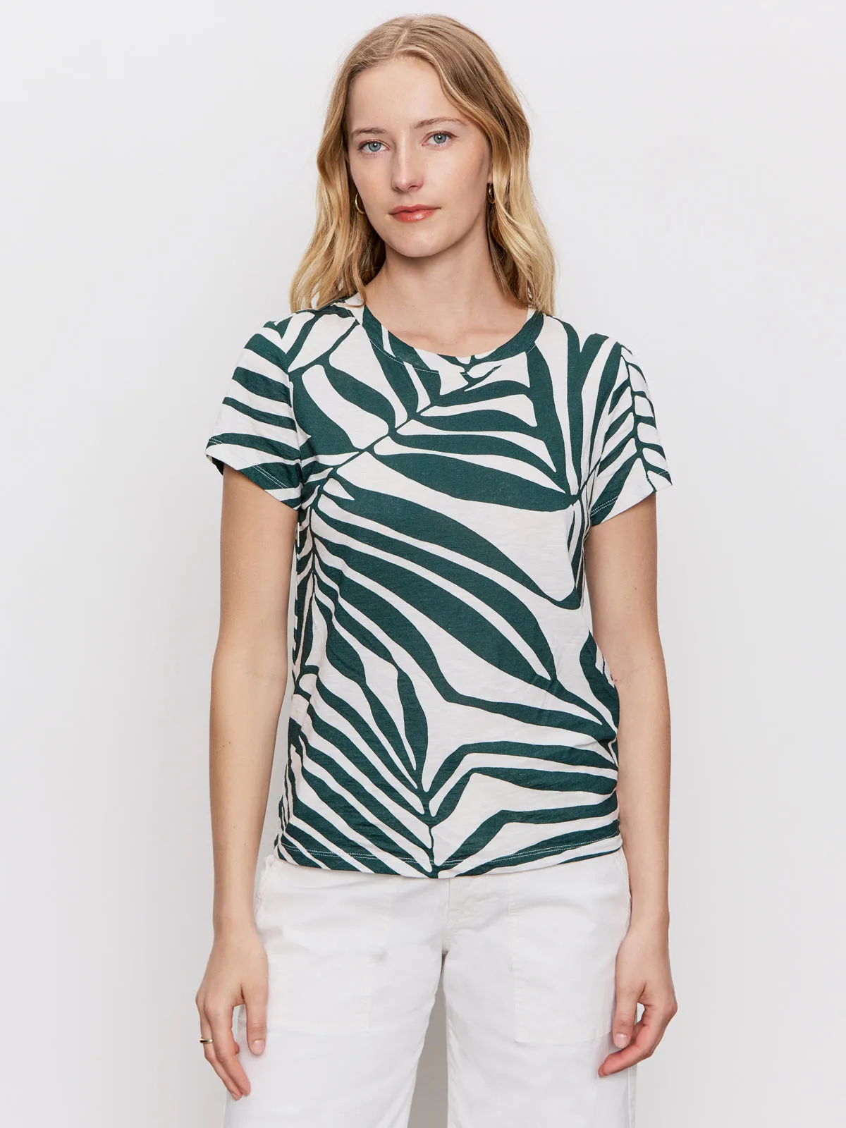 The Perfect Tee Green Oasis Cozy Layer Curved Hemline