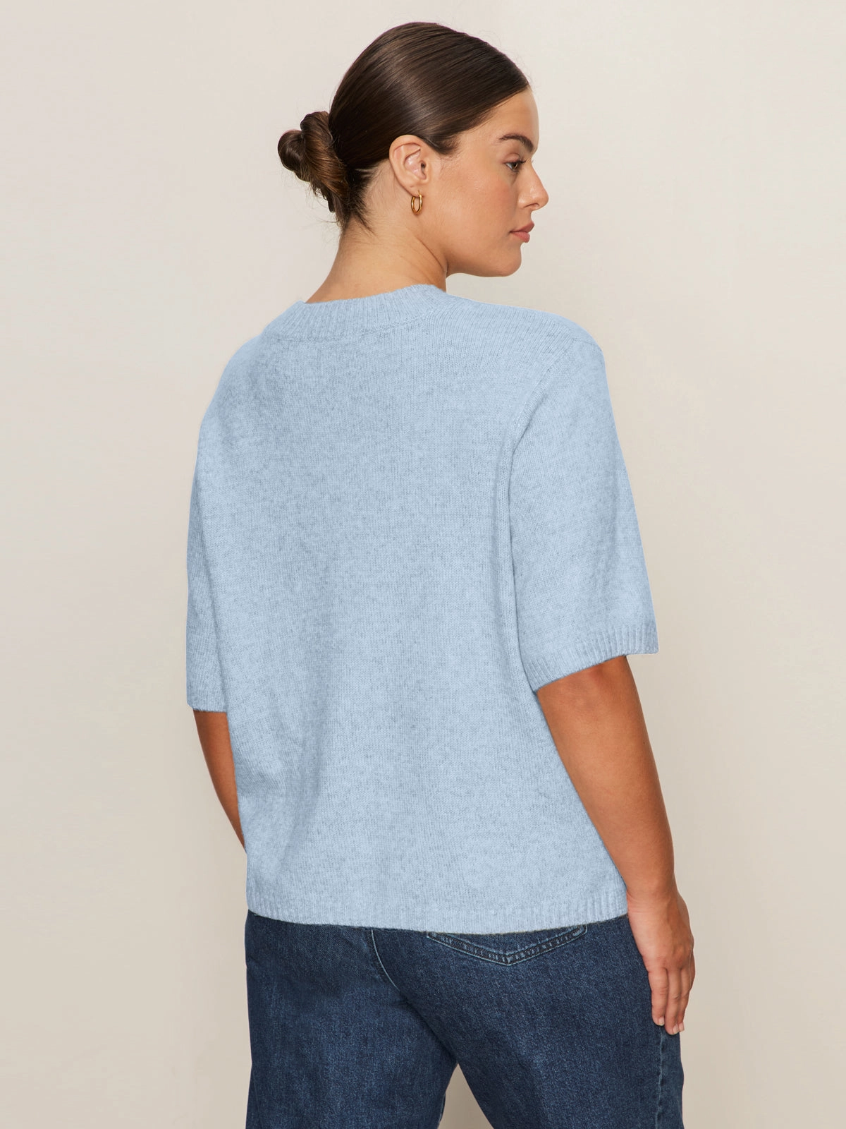 Non Slip Shoulder Seams Perfect Sweater Tee Blue Powder Extended Sizing