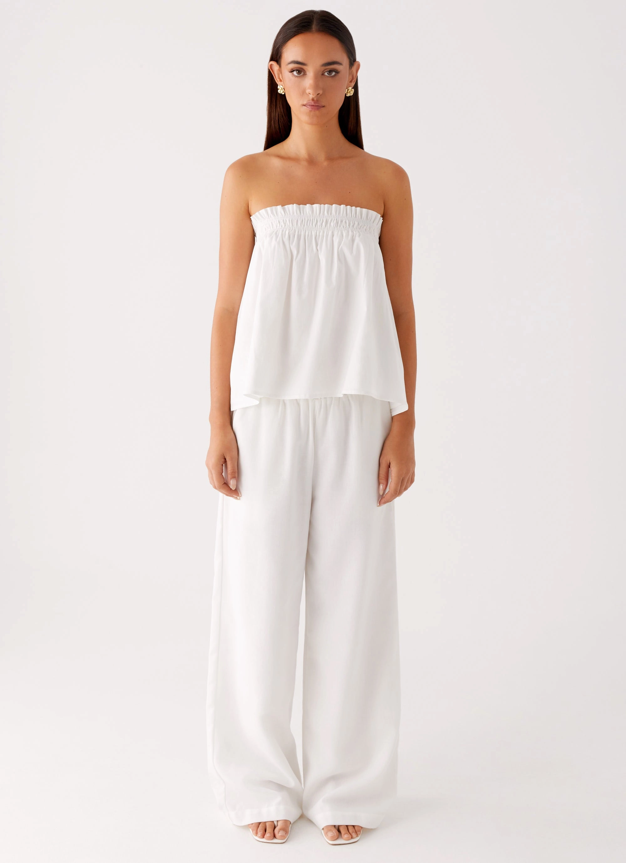 Brushed Microfiber Surface Biodegradable Fiber Blend Wynter Babydoll Top - White