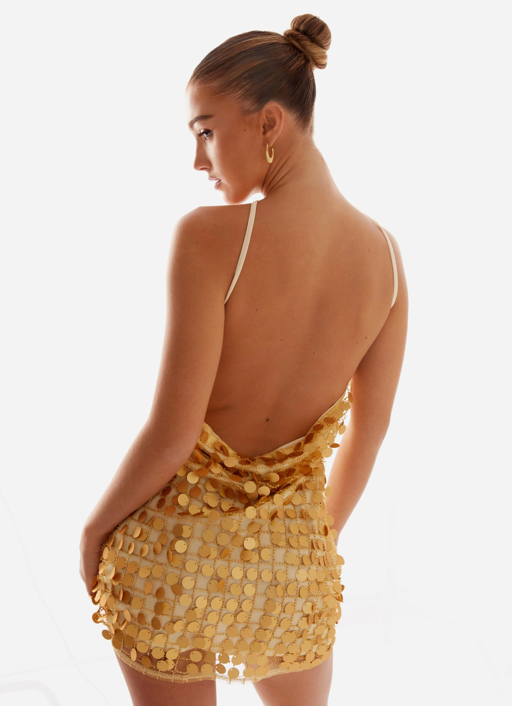 Xander Sequin Mini Dress - Gold Recycled Polyester City Mood