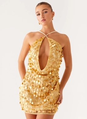 Minimalist Fit Xander Sequin Mini Dress - Gold