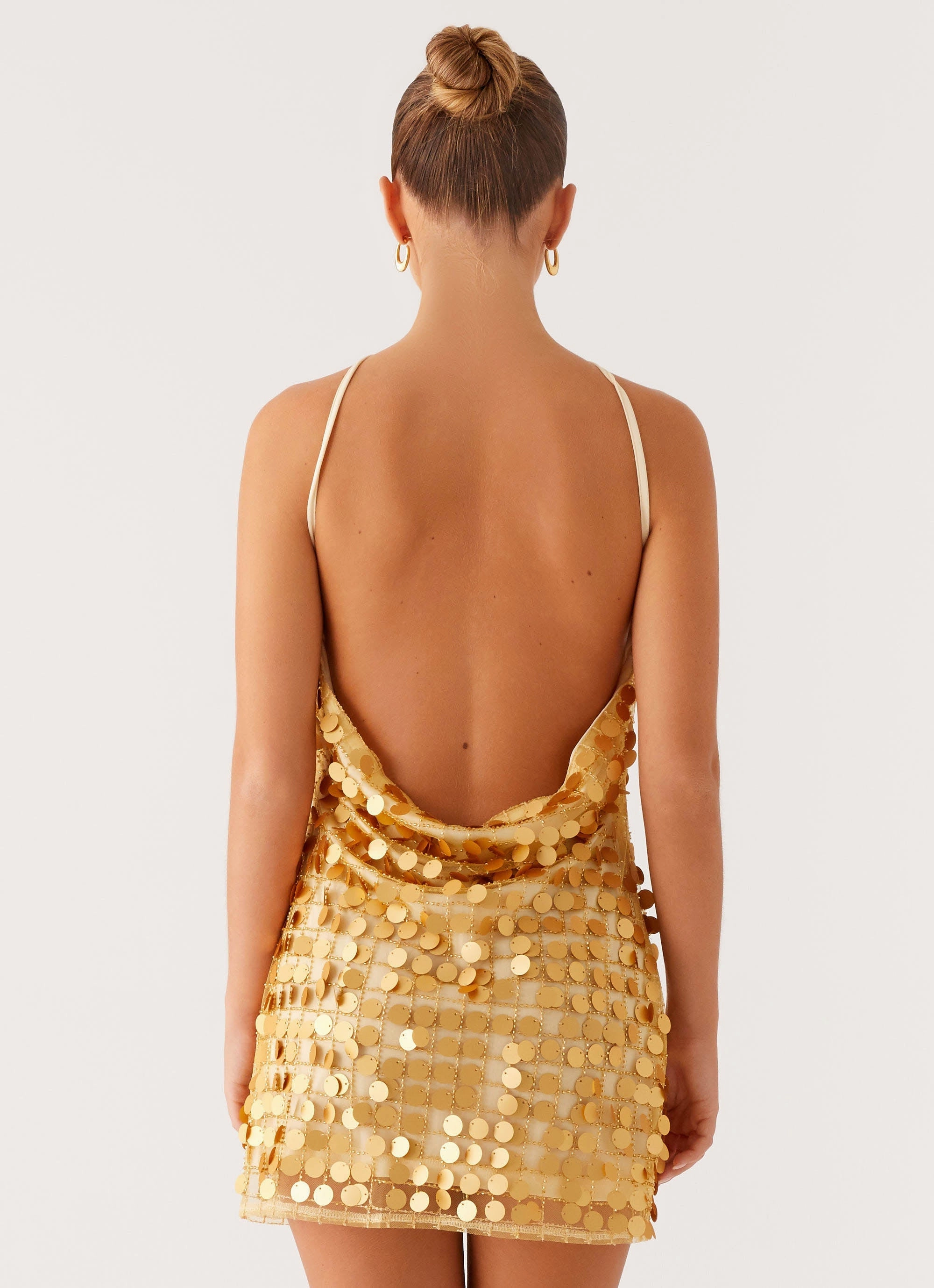 Sophisticated Casual Delicate Texture Xander Sequin Mini Dress - Gold