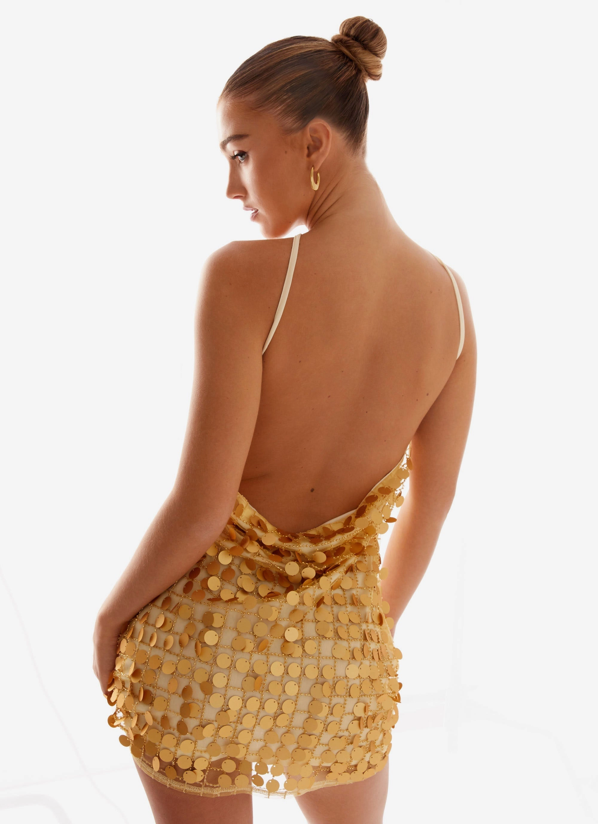 Daytime Look UV-Resistant Xander Sequin Mini Dress - Gold