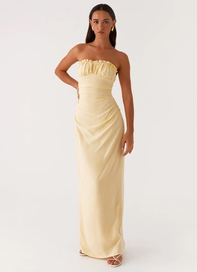 Elegant Silhouette Must-have Xena Gathered Maxi Dress - Yellow