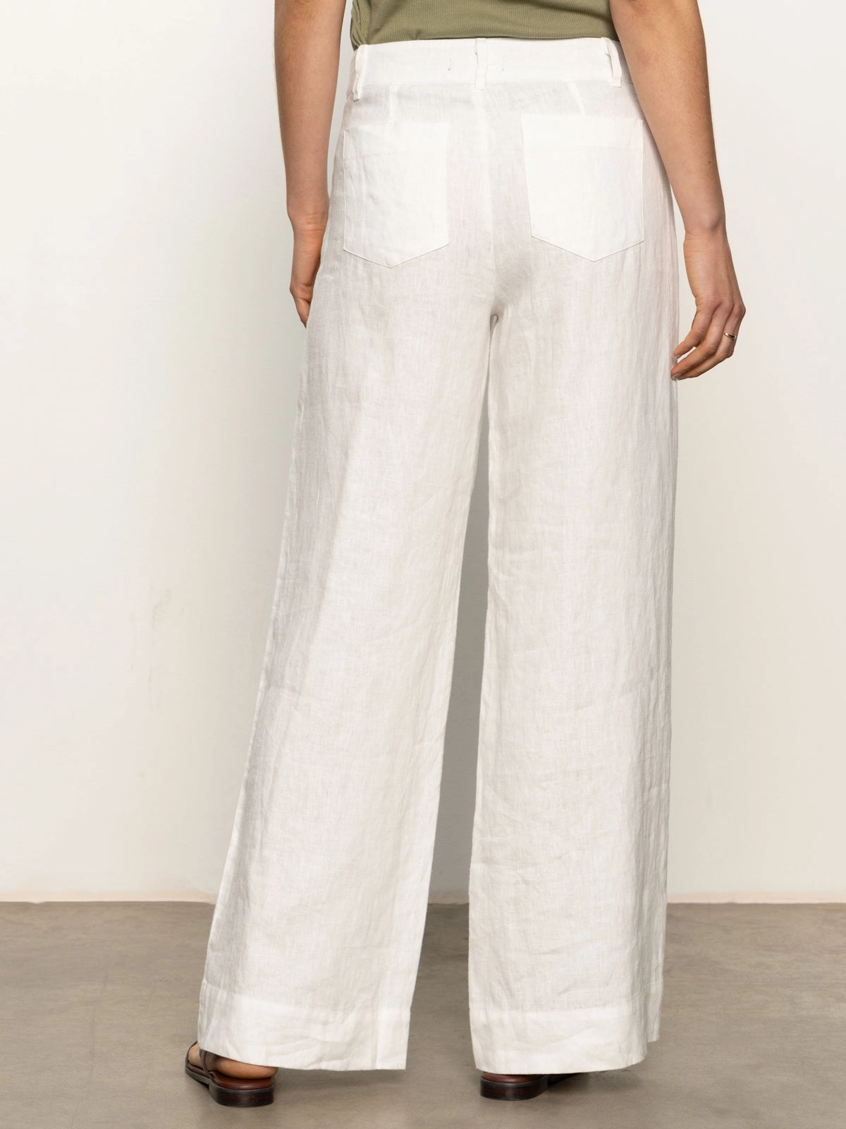 UV protection layer The Linen Marine Wide Leg Semi-High Rise Pant White