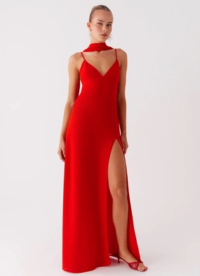 Cool Comfort Yorke Scarf Maxi Dress - Raspberry Red