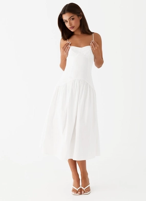 Natural Form Casual weekend dress Yvette Corset Midi Dress - White
