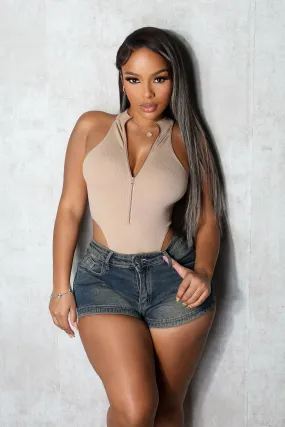 Z-Back Washed Denim Micro Shorts shrink - resistant