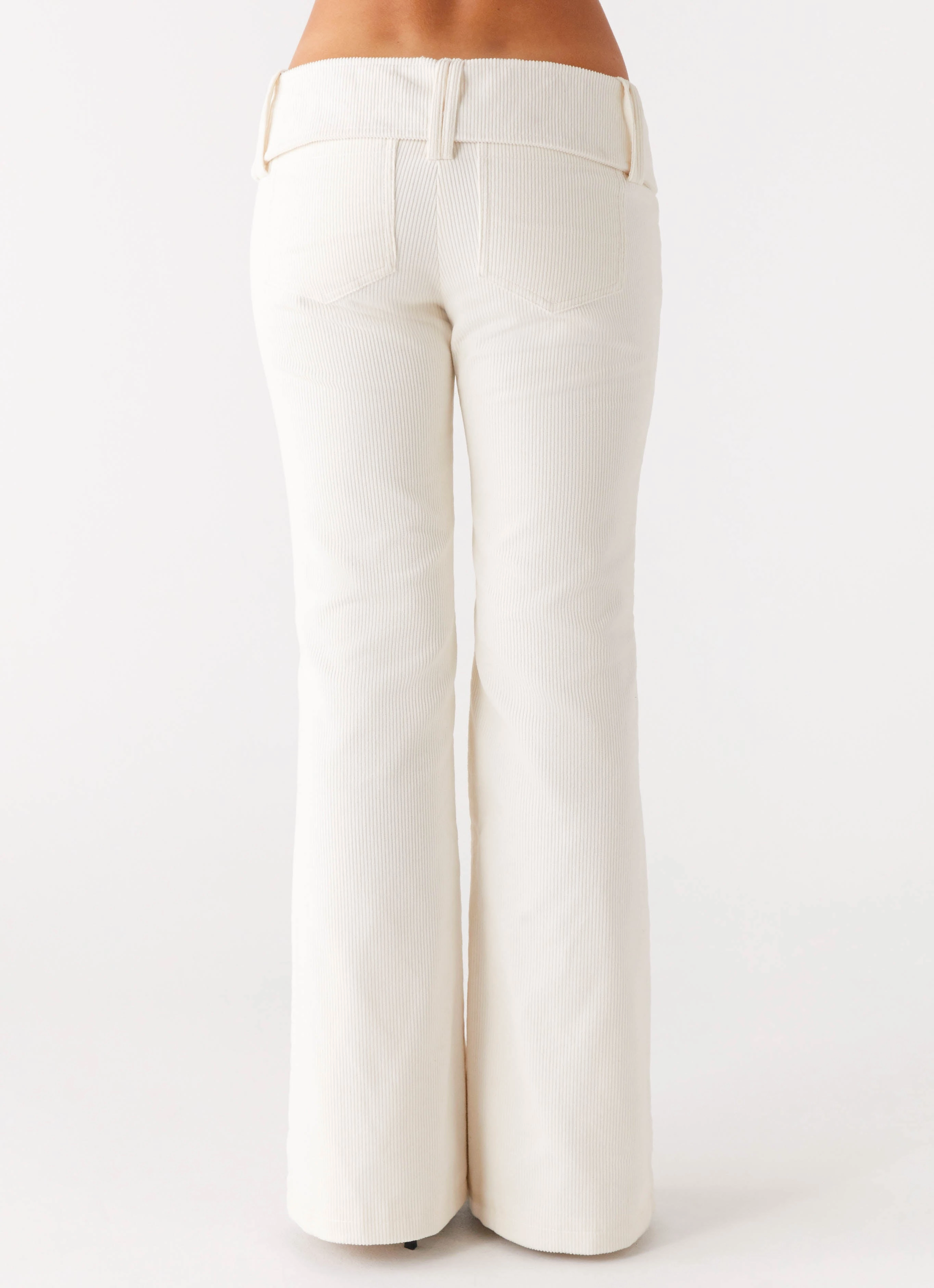 Zadie Low Rise Cord Jeans - Pearl Comfortable Choice
