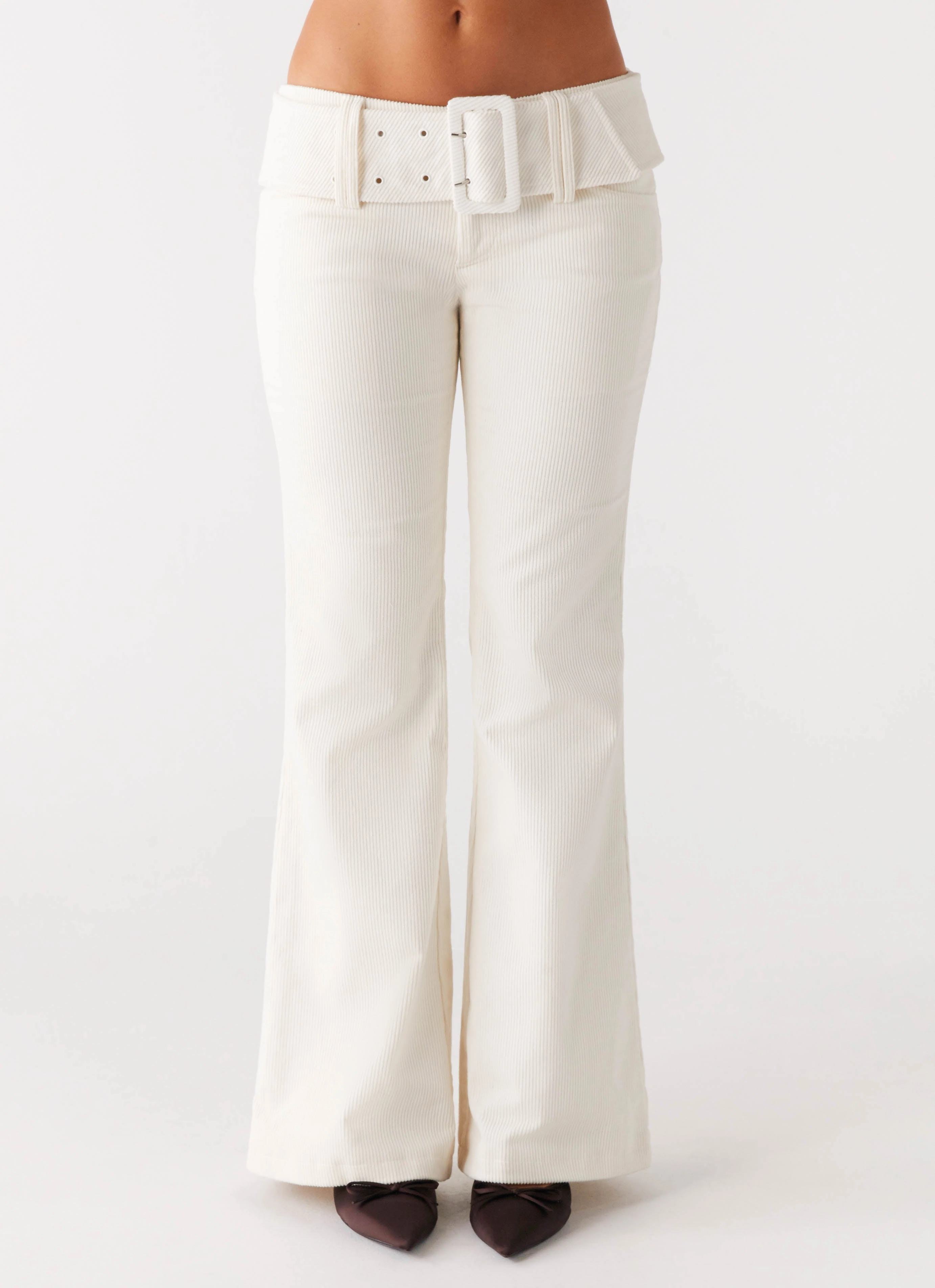 Zadie Low Rise Cord Jeans - Pearl Minimalist Trendy Everyday