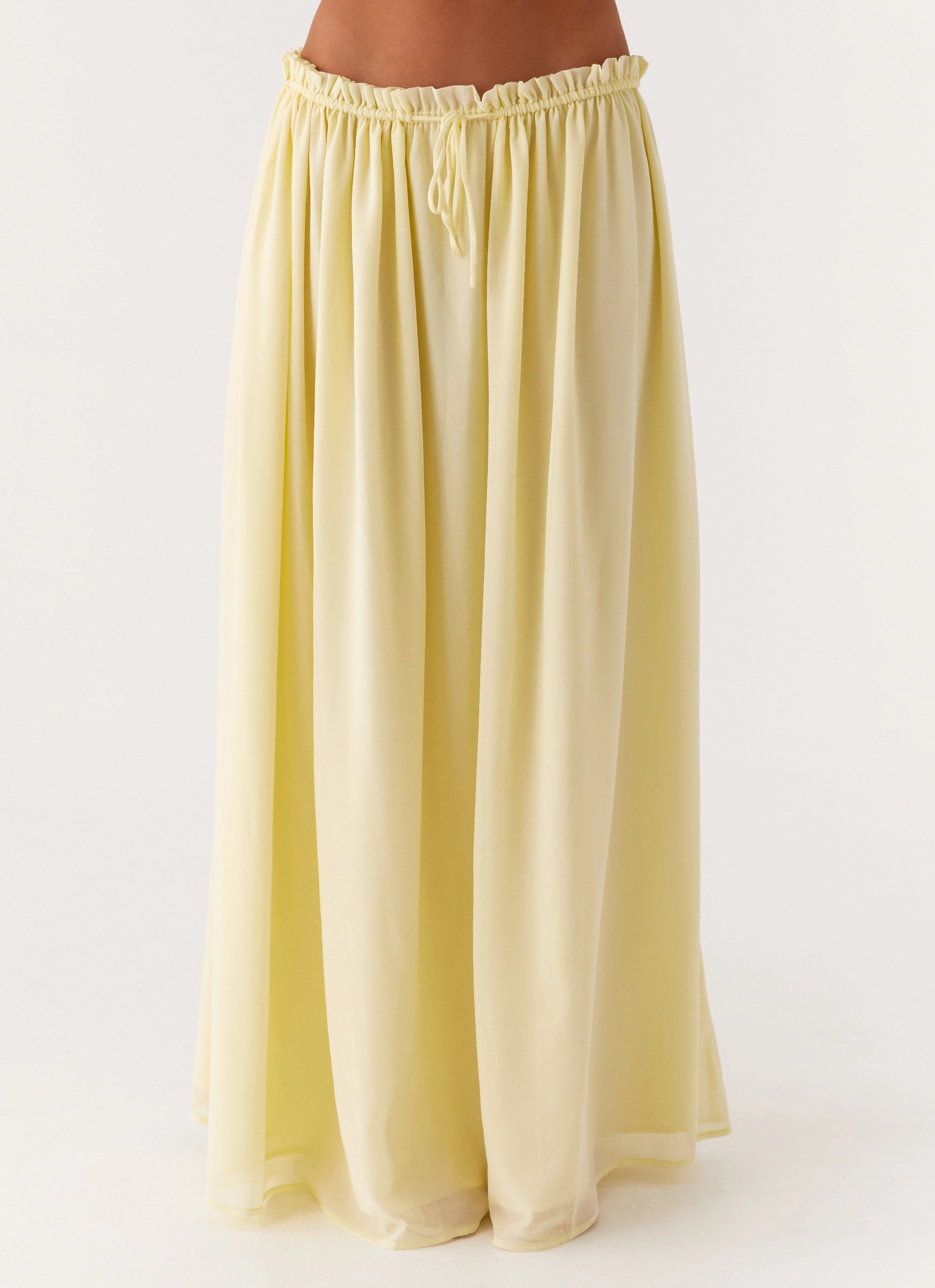 Zaya Maxi Skirt - Yellow Art Gallery Visit Satin feel