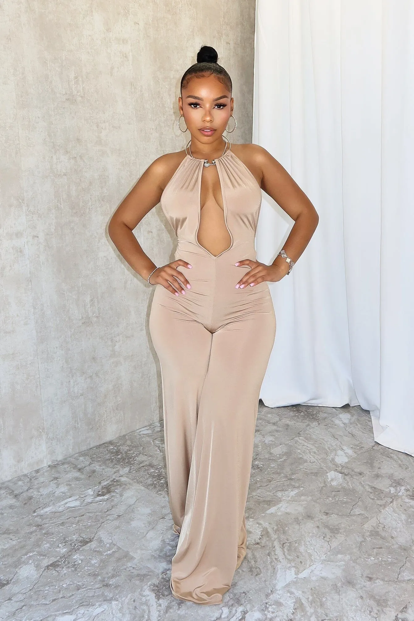 UVProtectiveLayer Zena Metal Halter Choker Jumpsuit