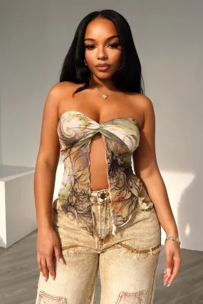 The Golden Age Strapless Mesh Top Stylish Jacket