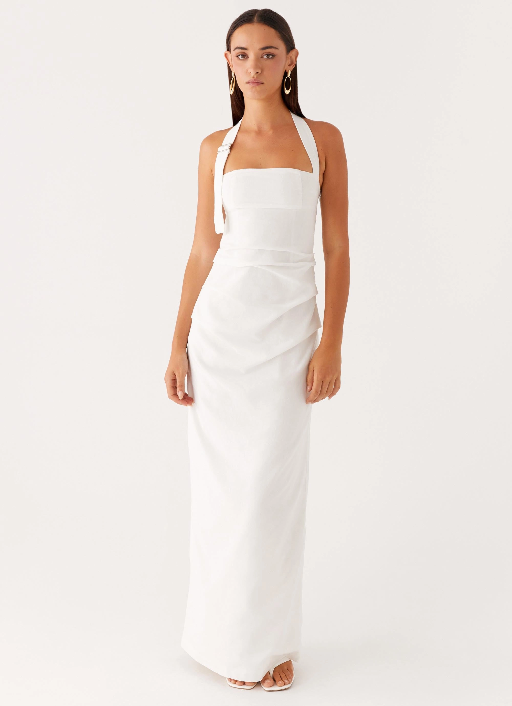 Rumour Has it Maxi Dress - White Effortless Elegance Texture Edge
