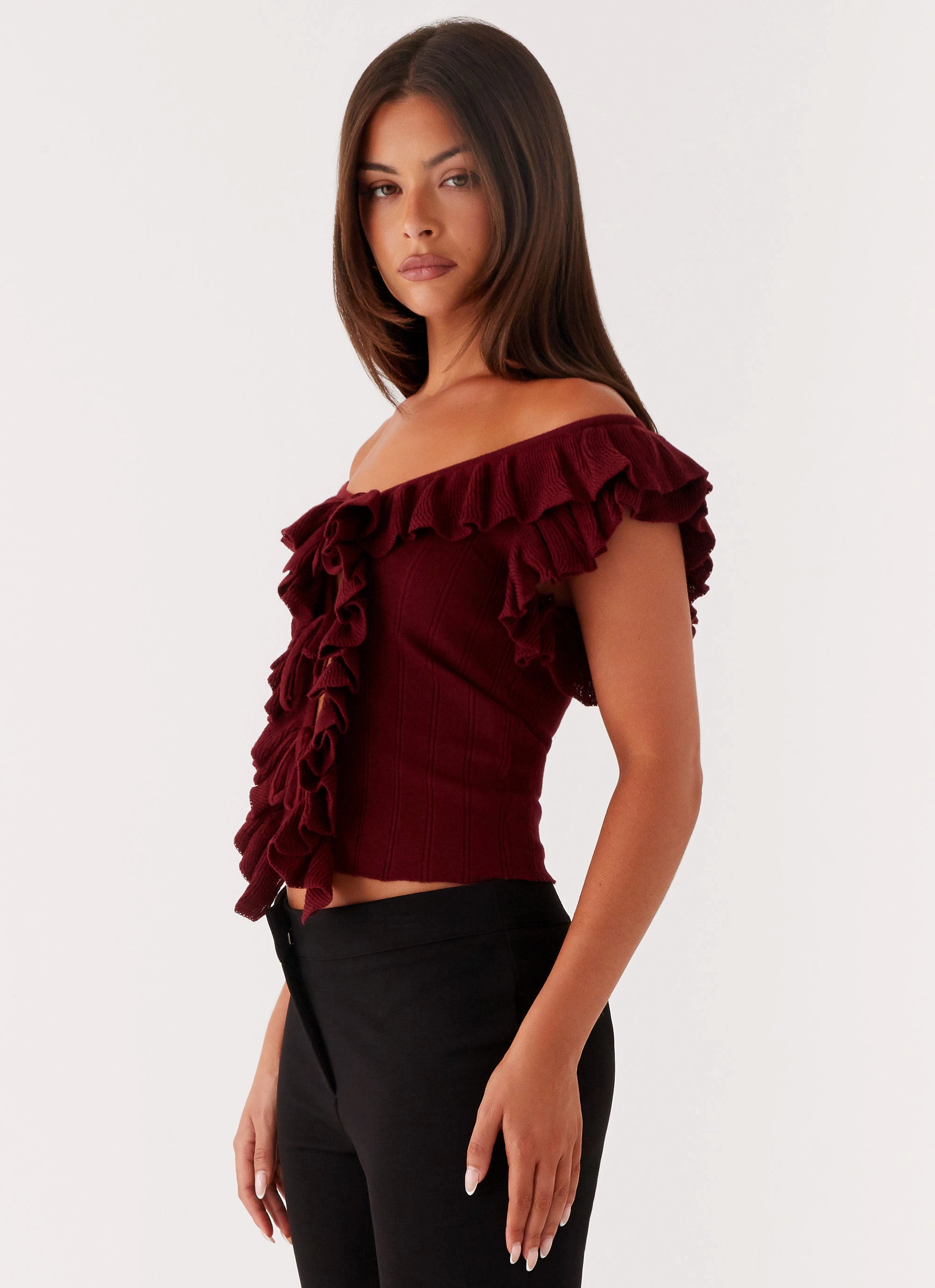ThermalRegulating Keeta Frill Top - Burgundy